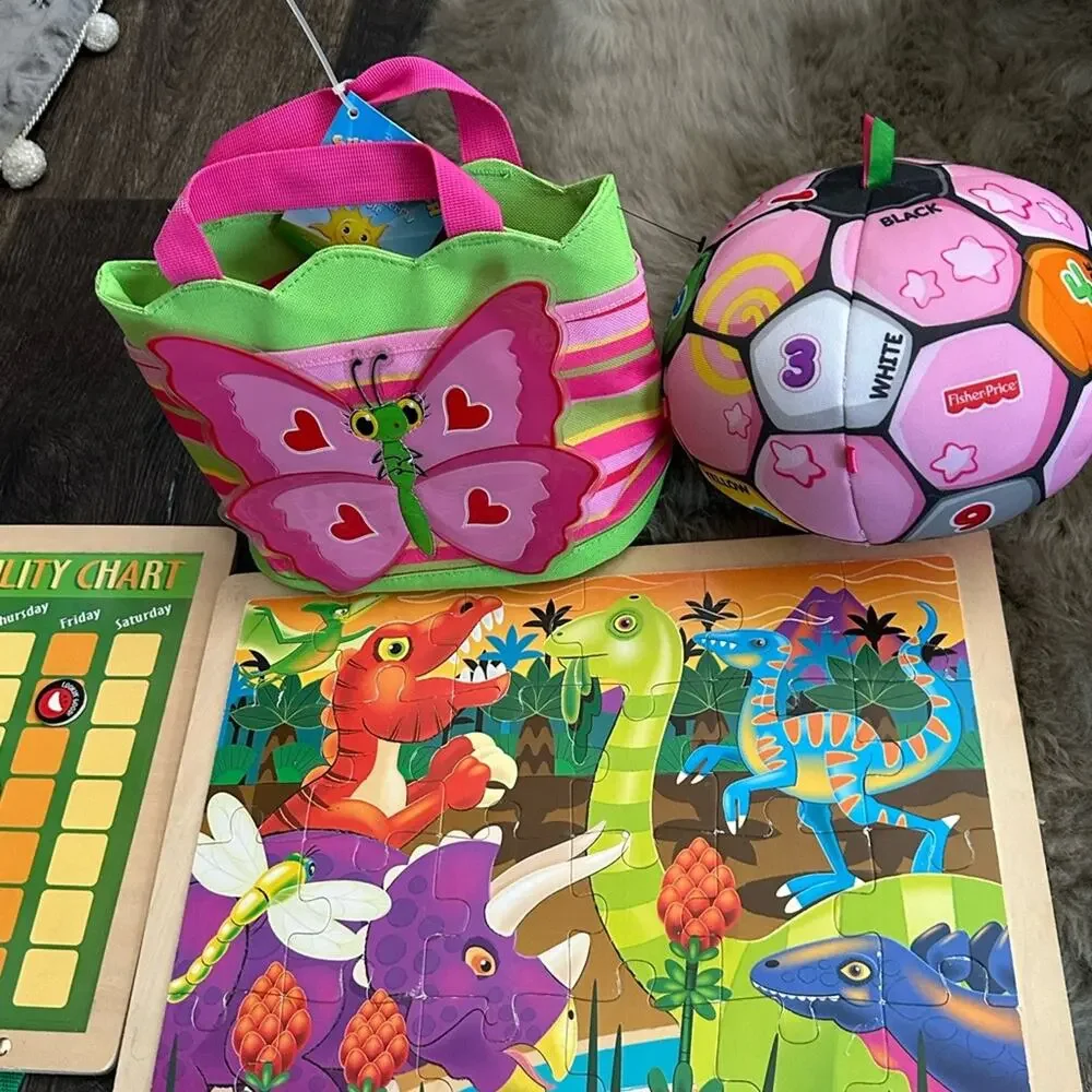 Melissa & Doug Responsibility Magnetic Chart Puzzle Set purse Fisher Price ball